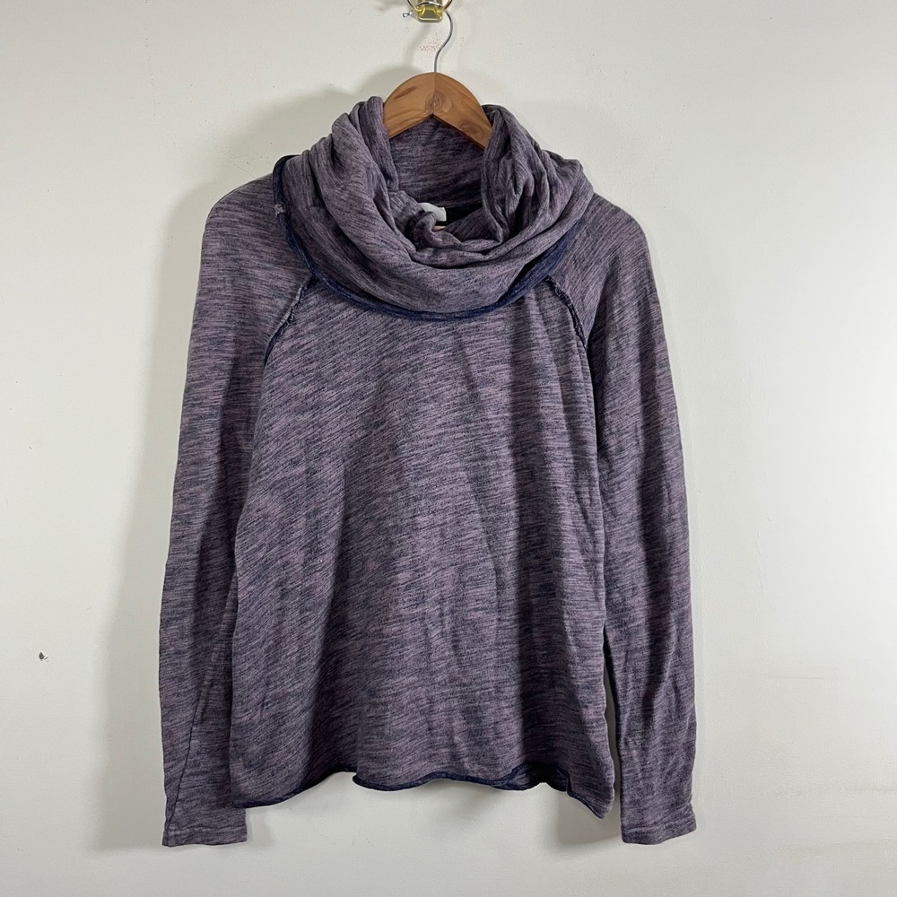 Free‎ People Beach Cocoon Cowl Neck Pullover Sweater Heathered Purple Cotton Sm